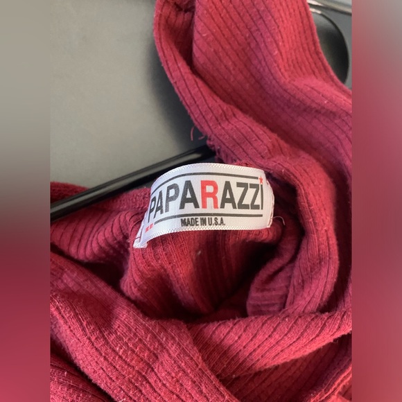 Paparazzi Maroon Wine Red Bodycon Dress w/ Crossed Tops Size S - Picture 7 of 7